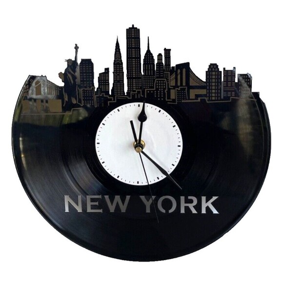 New York City Skyline Silhouette Vinyl Record Wall Clock Laser Cut ~ GREAT GIFT - Picture 2 of 7